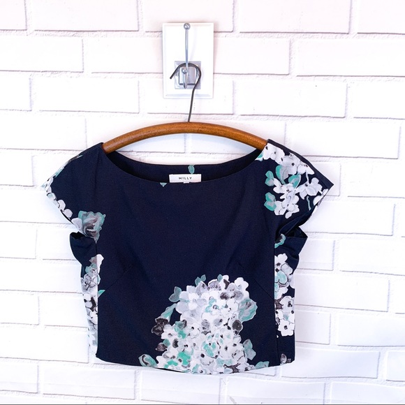 Milly • Sophia Floral Lined Zip Crop Top - Picture 2 of 8
